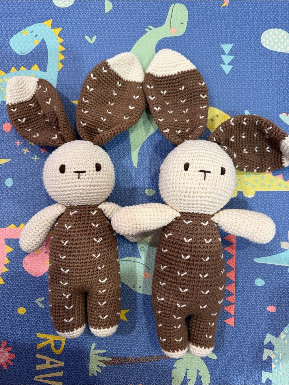 Handmade Brown & Cream Crochet Bunny Plush - Soft Kids Toy - about 15inch tall